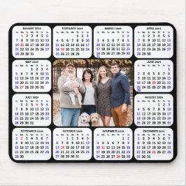 2024 Kalender Modernes Black 4 Family Foto Einfach Mousepad