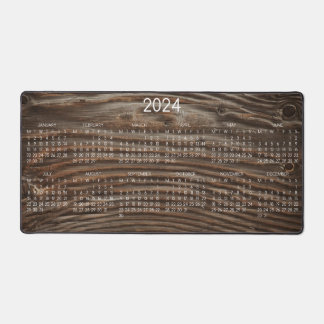 2024 Kalender Rustikales Foto von Holzkörnern Schreibtischunterlage