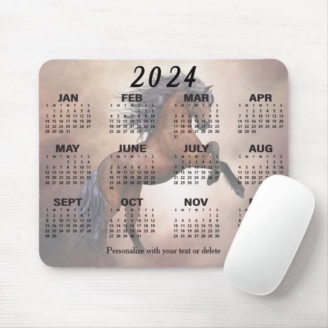 2024 Kalender - Schönes Wildpferd Mousepad (Mit Mouse)
