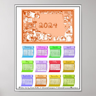 2024 Kalender Schrauben Stoff Schrift Nähen Druckb Poster