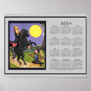 2024 Kalender Sleepy Hollow Stoff Schriftart Druck Poster