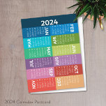 2024 Kalender - Volljährig - funky farbenfrohe Mon Postkarte<br><div class="desc">Ein moderner abstrakter, funky 12-monatiger Kalender mit bunten Keilen und einem lustigen Design. Dieser Kalender ist ein nicht traditionelles Design mit gestapelten Monaten auf Farbblöcken. Ein sehr nützlicher und notwendiger Artikel, der im Büro oder bei der Zuhause verwendet werden kann. Ein farbenfroher und auffälliger Look für Ihre Zuhause, Ihr Büro...</div>
