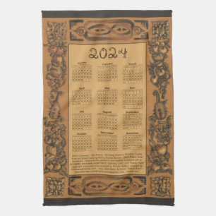 2024 Kalender Windsor Burg Holz Inspiriert Rahmen Geschirrtuch