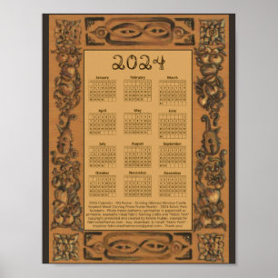 2024 Kalender Windsor Burg Holz Inspiriert Rahmen Poster