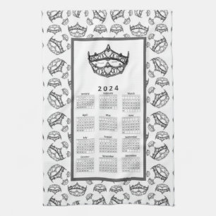 2024 Kalenderkönigin des Herzens Silver Crown Tiar Geschirrtuch