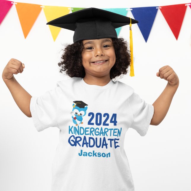 2024 Kindergarten Abschluss Niedlich Blue Owl Kids T-Shirt (Von Creator hochgeladen)
