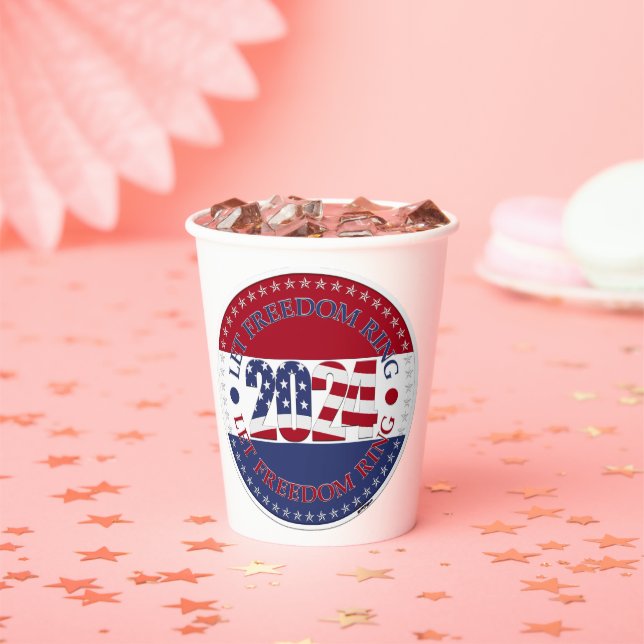 2024 Lass Freedom Ring USA Flag Pappbecher (Insitu)