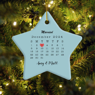 2024 Mariage Date Heart Calendar Ceramic Marié