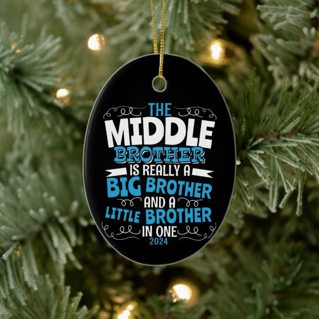2024 Mittlerer Bruder - neuer großer Bruder Keramik Ornament (Baum)