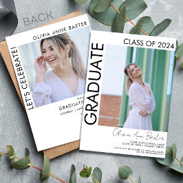 2024 Moderne Minimal Foto Graduation Party Einladung