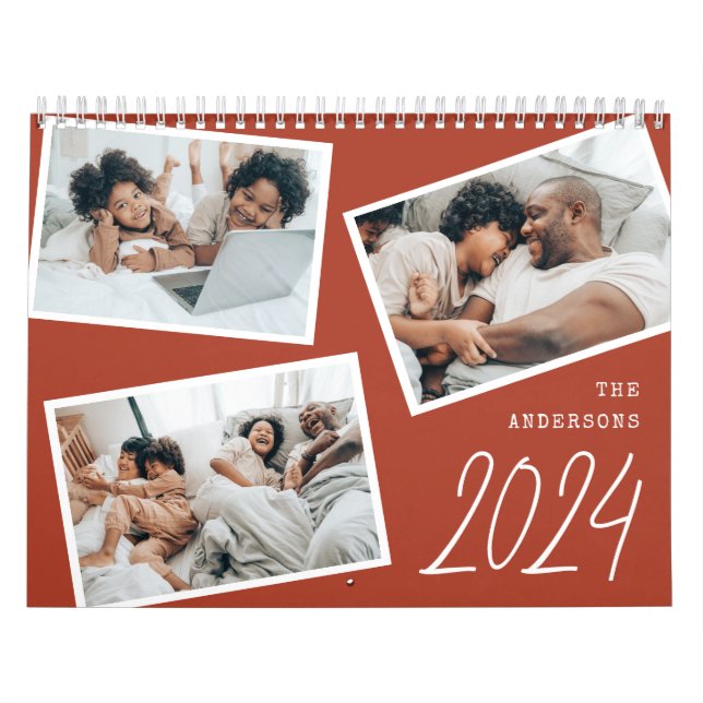 2024 Moderne Minimalistisch Terracotta FotoCollage Kalender (Titelbild)