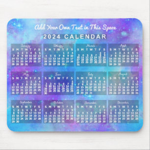 2024 Monatlicher Kalender Blaue Aquarellsterne Mousepad