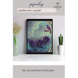 2024 Monatlicher Kalender Lila Rose Poster