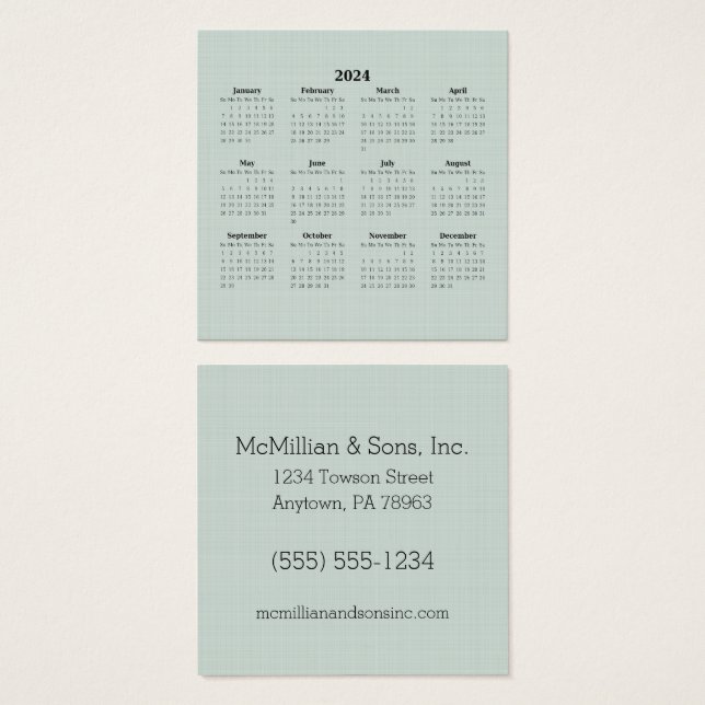 2024 Monatskalender Grüne Linen Custom Business (Vorne & Hinten)