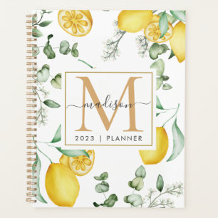 2024 Monogramme Aquarelle Citrons Motif feuille