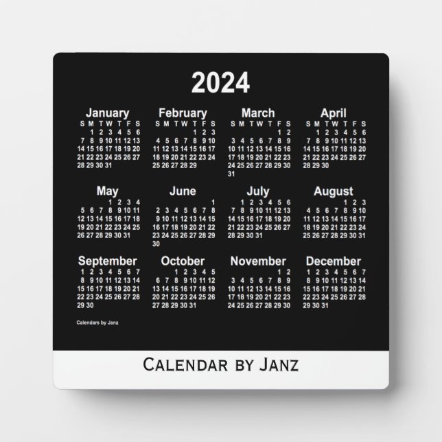 2024 Neon White Desk Calendar von Janz Fotoplatte (Vorderseite)