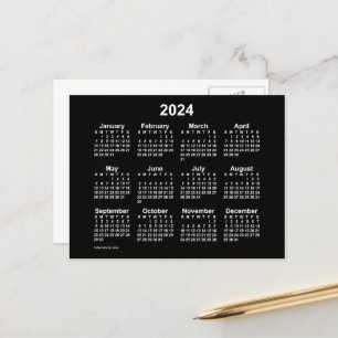 2024 Neon White Mini Kalender von Janz Postkarte