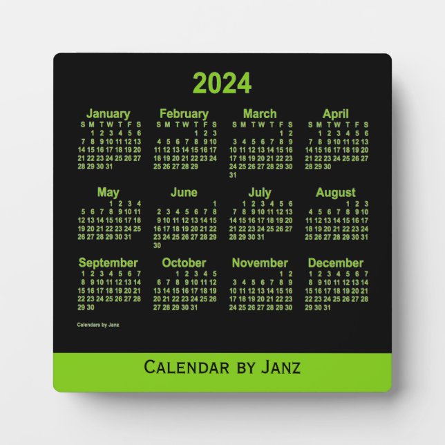 2024 Neon Yellow Green Desk Calendar von Janz Fotoplatte (Vorderseite)