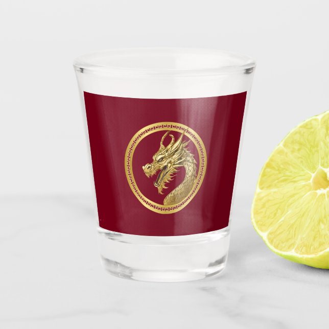 2024 Neujahr Party-Chinesisch Neujahrsdrache-Drago Schnapsglas (Vorderseite)