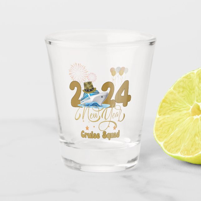 2024 New Year Cruise Squad NYE Party Travel Group Schnapsglas (Vorderseite)