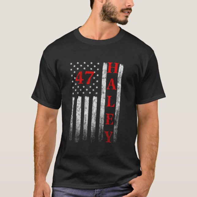 2024 Nikki Haley Präsident American Flag USA Ameri T-Shirt (Vorderseite)