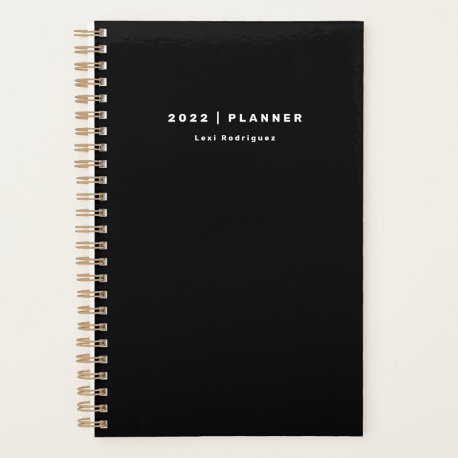 2024 Noir et blanc Planificateur mensuel/hebdomada (Devant)