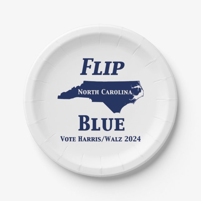 2024 North Carolina Blue gedreht Pappteller (Vorderseite)