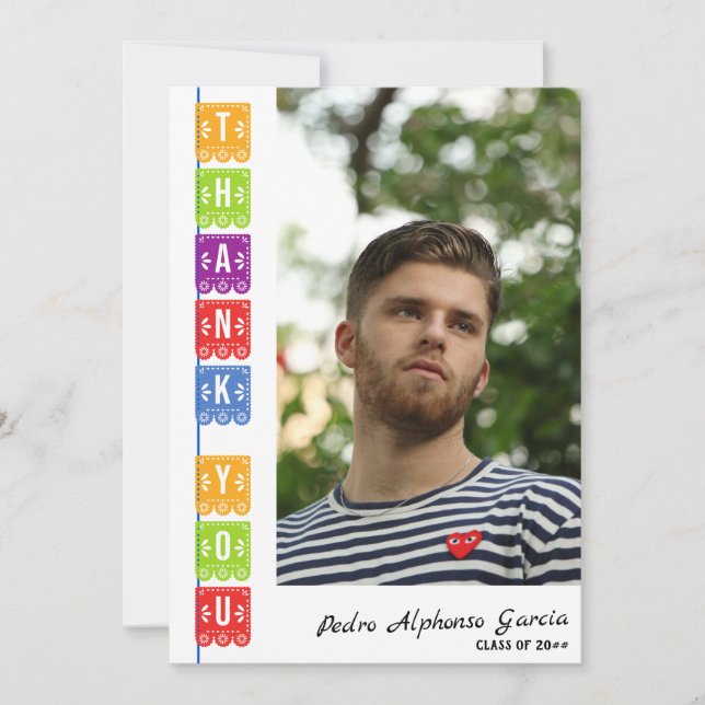 2024 Papel Picado Mexican Fiesta Graduation Party Dankeskarte (Vorderseite)