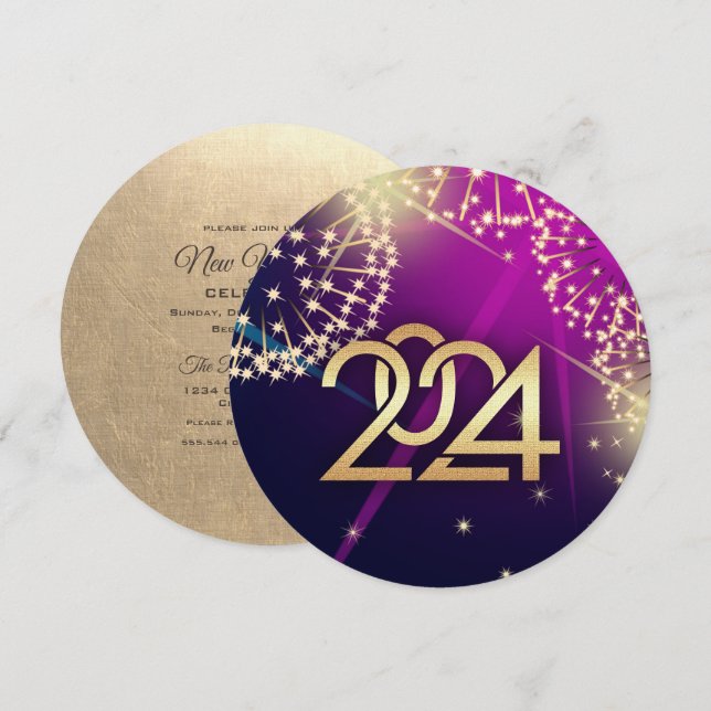 2024 Party-Feuerwerke für Silvester Einladung (Vorne/Hinten)