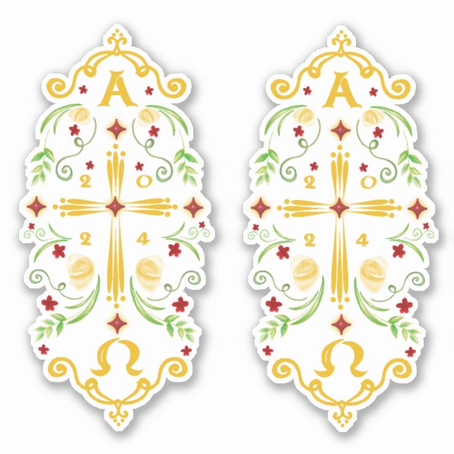 2024 Paschal Candle Red Blume Sticker (Vorderseite)