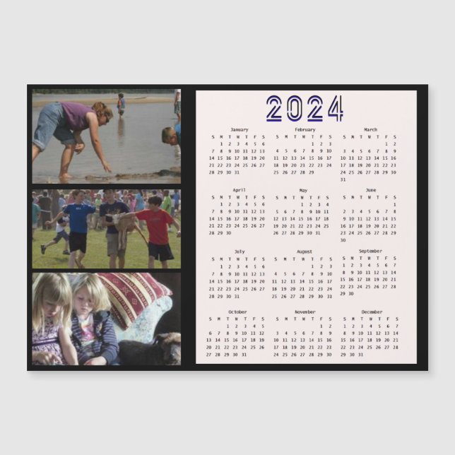 2024 Personalisierter Fotokalender der 3-Familie Magnetkarte (Vorderseite)