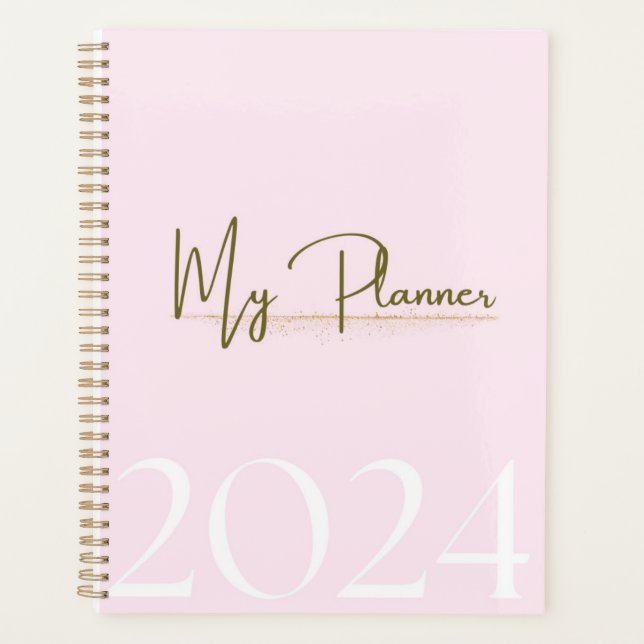 2024 Pink & Gold Monthly & Weekly Planer (Vorderseite)