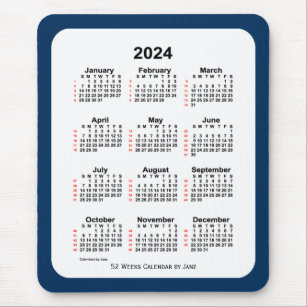 2024 Police Box Blue 52 Week Calendar by Janz Mousepad