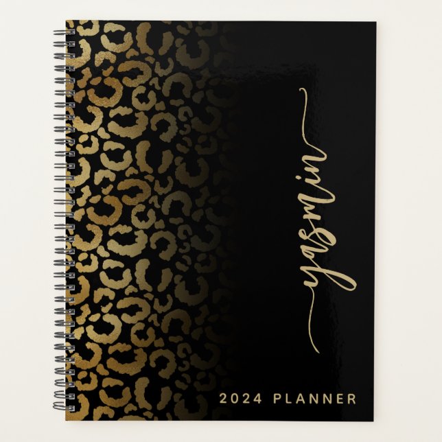 2024 Ports Leopard d'Or Noir Personnalisés (Devant)