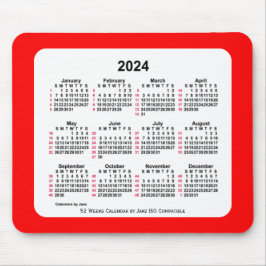 2024 Red 52 Weeks ISO Kalender von Janz Two Tone Mousepad