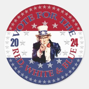 2024 Red Blue Vote for the Red White Blue Uncle S Runder Aufkleber