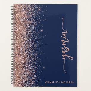 2024 Rose Gold Pailleté Bleu Marine Personnalisé