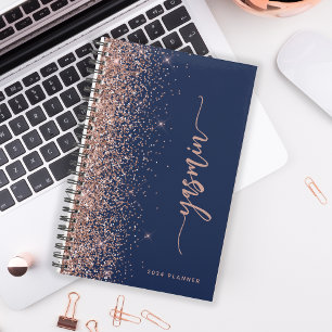 2024 Rose Gold Pailleté Bleu Marine Personnalisé