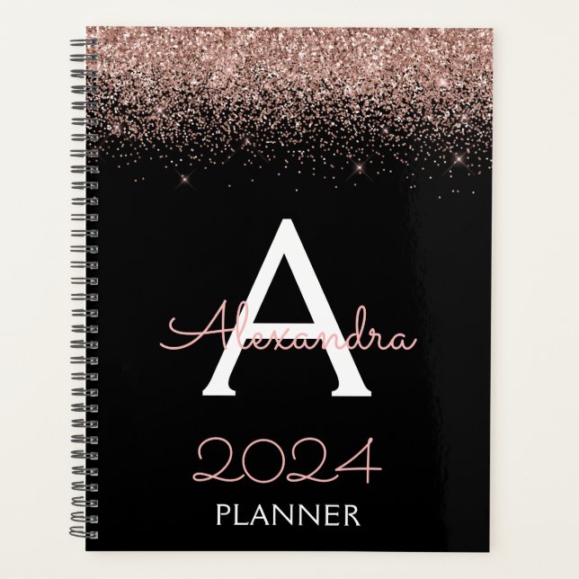 2024 Rose Gold - Rose Pâle et Noir Paillettes Mono (Devant)