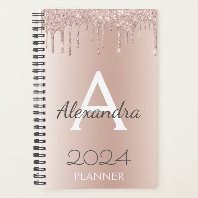 2024 Rose Gold - Rose Pâle Pailleté Monogramme Fém (Devant)