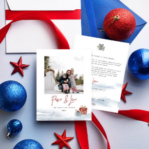 2024 - Rot blaue Gift Holiday Card für Frieden und Feiertagskarte