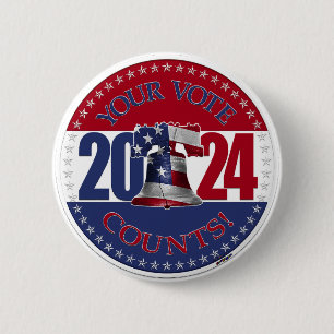 2024 Rot und Blau Ihre Stimme zählt Liberty Bell Button