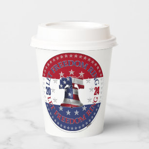 2024 Rot und Blau Lass Freedom Ring Liberty Bell Pappbecher