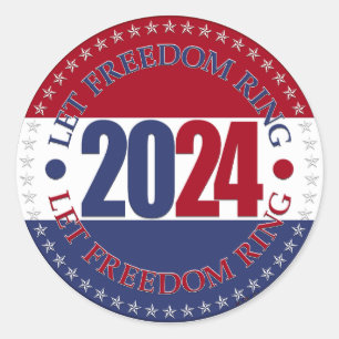 2024 Rot und Blau Lass Freedom Ring Runder Aufkleber