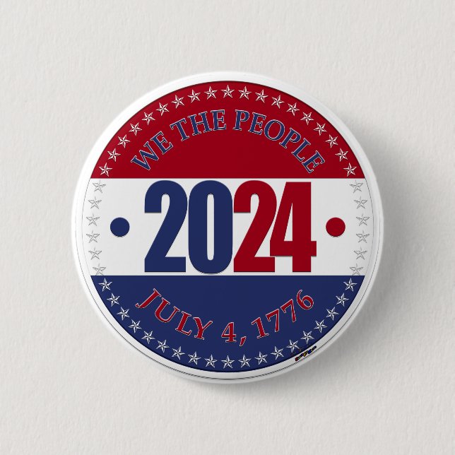 2024 Rot und Blau Wir Menschen Button (Vorderseite)