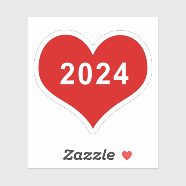 2024 Rotes Liebe Herz Vinyl Sticker (Blatt)