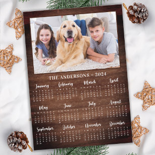 2024 Rustikales Haustier 12 Monate Foto Kalender Feiertagskarte