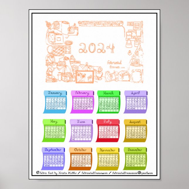 2024 Schriftart mit Fabric-Rahmen für Bolzen Poster (Vorne)