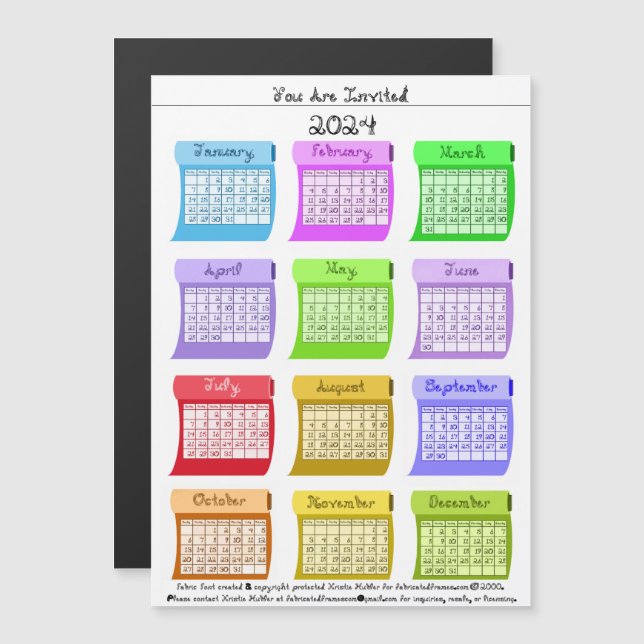 2024 Schriftart mit Stoffbezug für den Kalender Si Magneteinladung (Vorne/Hinten)