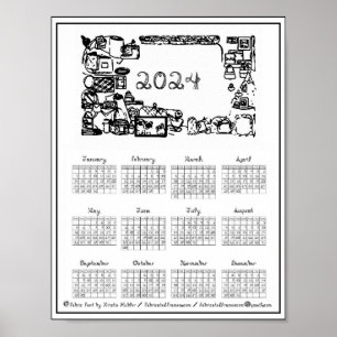2024 Schriftart mit vergriffenen Rahmen für den Ka Poster